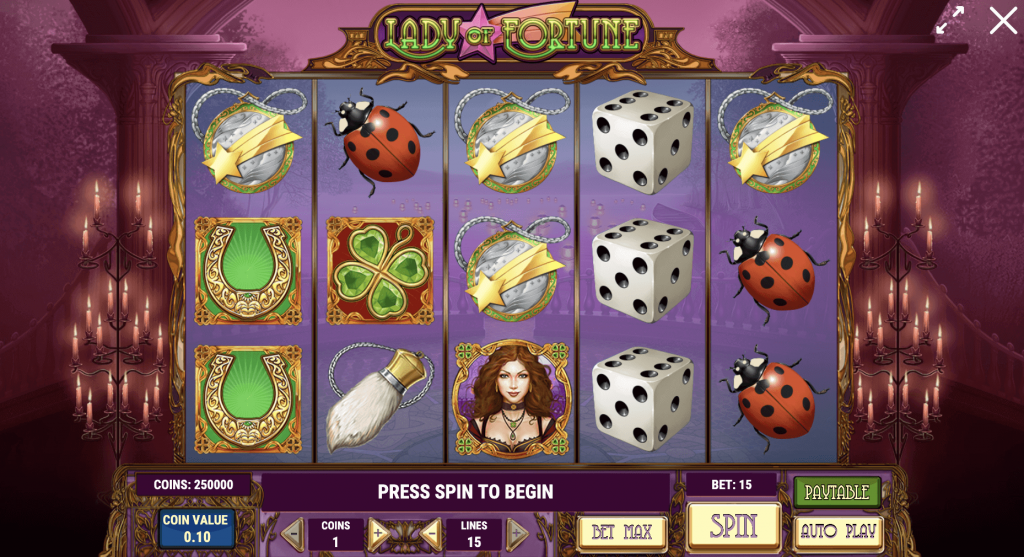 Lady of Fortune Play’n Go Spielautomat Spieloberfläche